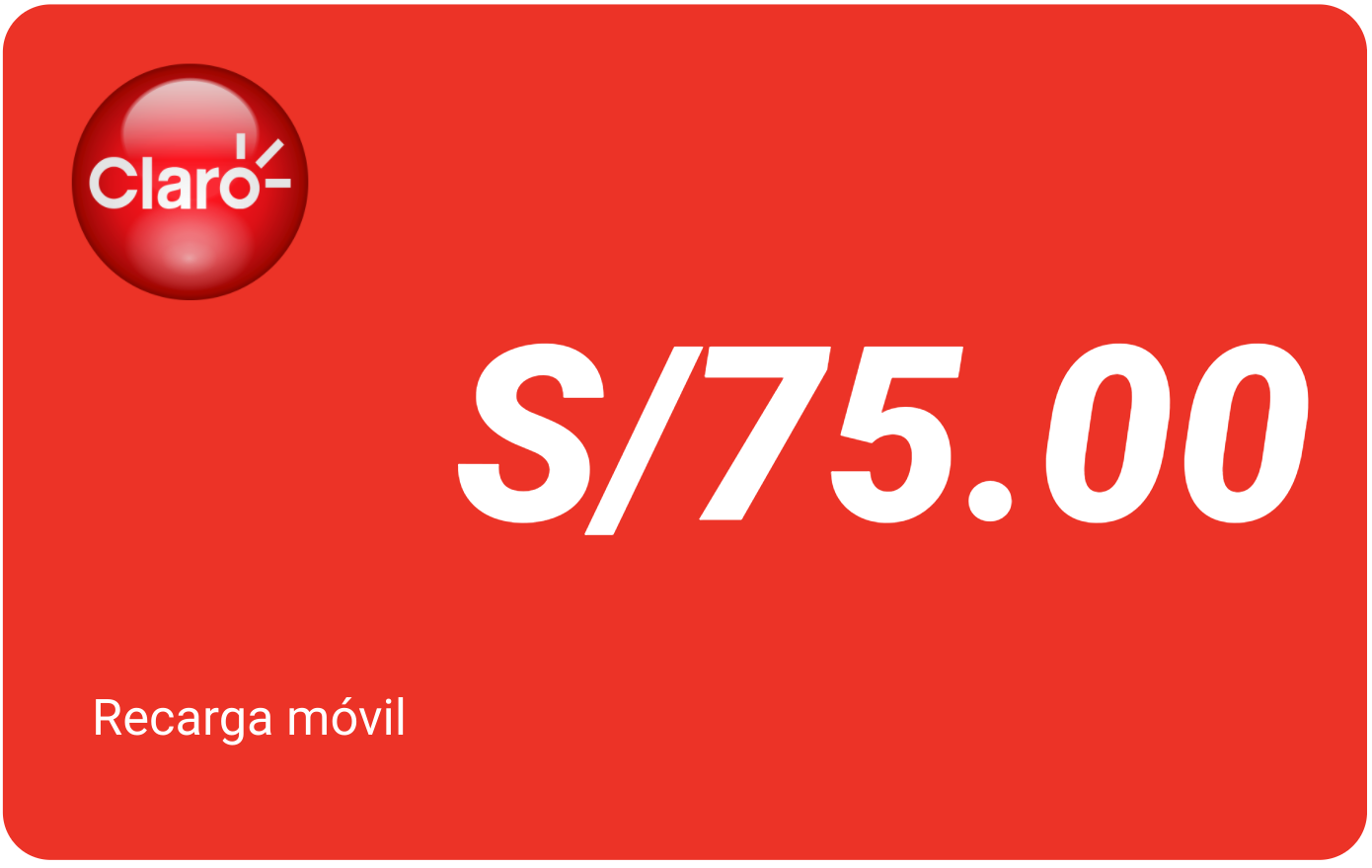 Recarga Claro Perú 75,00 PEN
